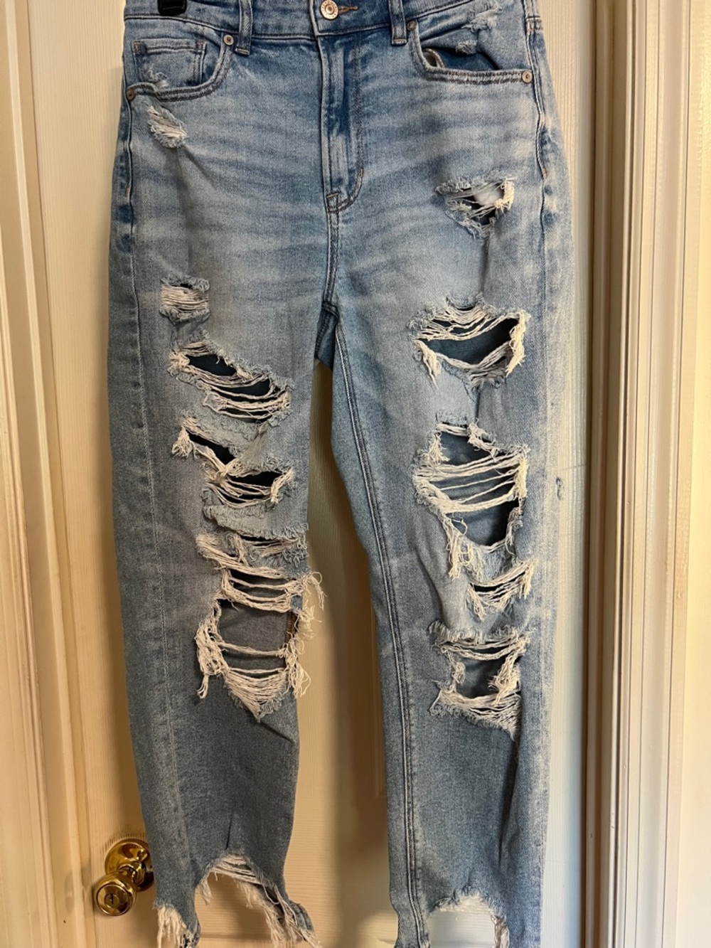 American Eagle Mom Jeans - Ripped High-Rise Denim